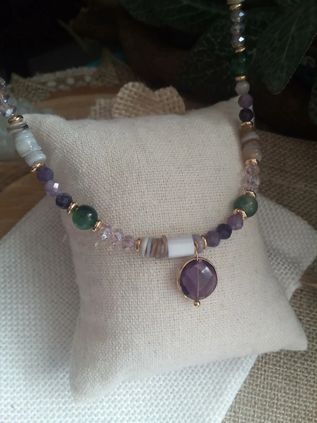 Collar de piedras semi preciosas, colgante de amatista ♥ – photo 5